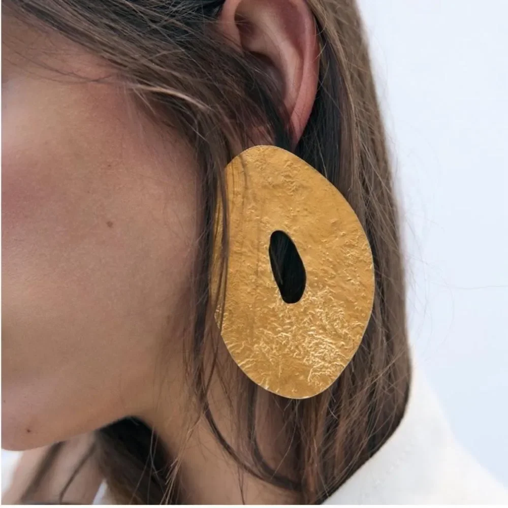 Oversized geo gold earrings N154 - Picture 1 of 5